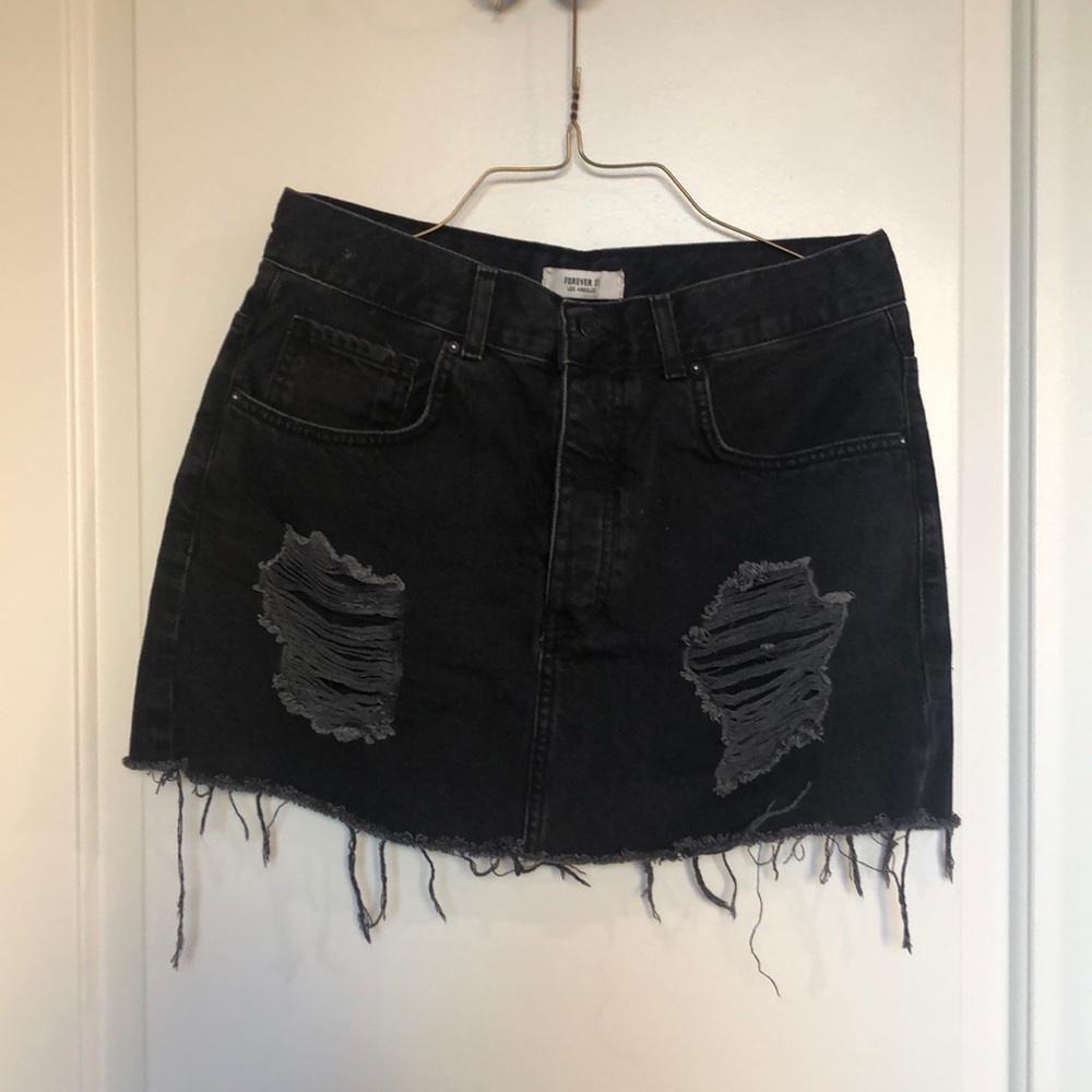 Black denim skirt